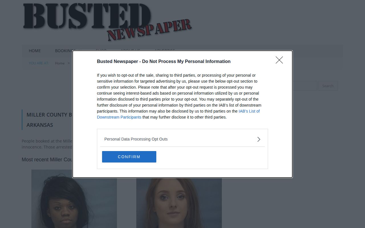 Unofficial Busted Newspaper Miller County archive page